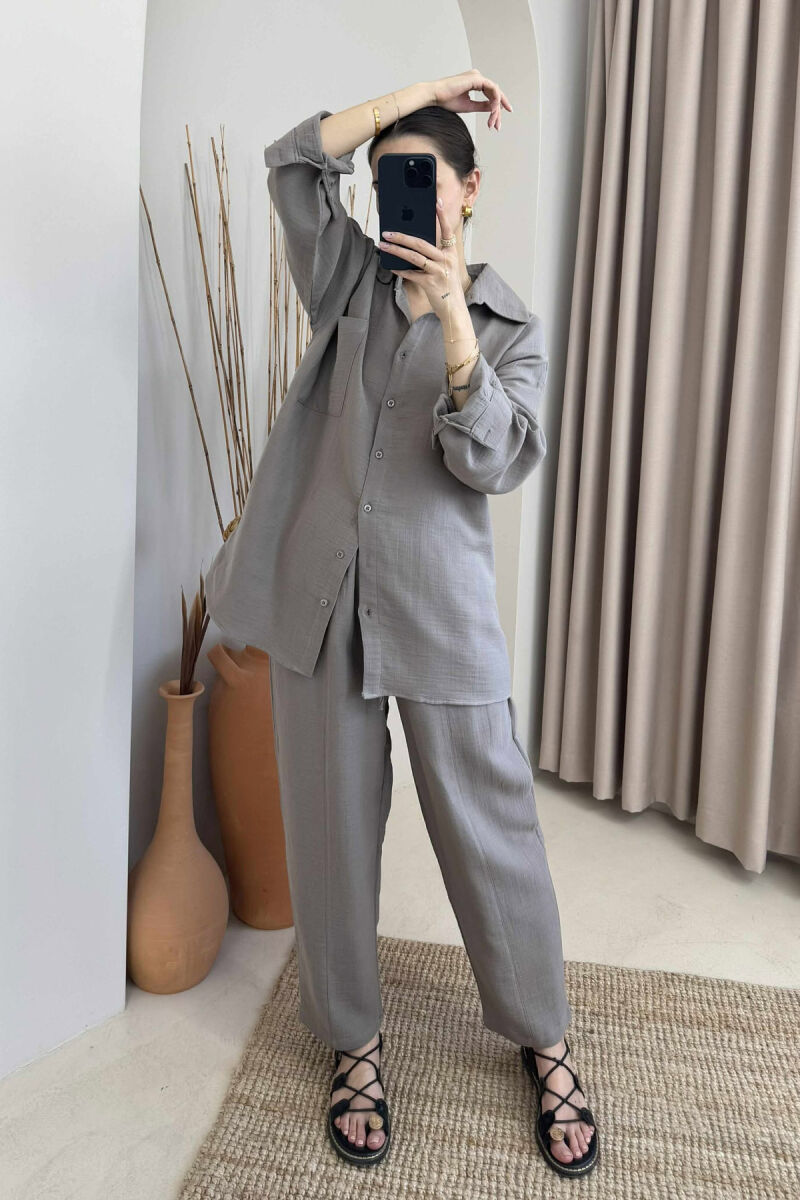 ONE COLOR SHIRT+TROUSERS WOMEN SET GREY/GRI - 1