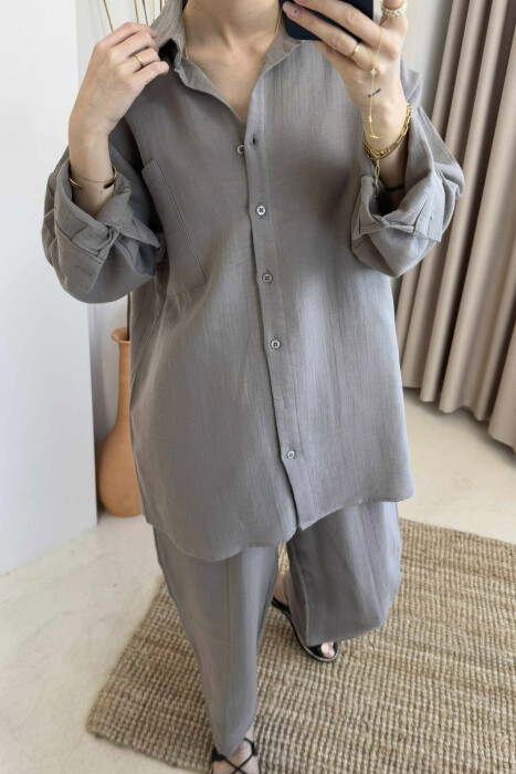 ONE COLOR SHIRT+TROUSERS WOMEN SET GREY/GRI - 3