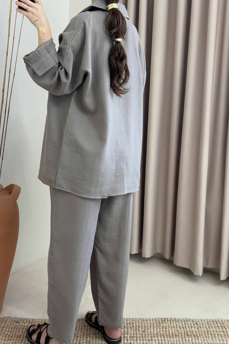 ONE COLOR SHIRT+TROUSERS WOMEN SET GREY/GRI - 5