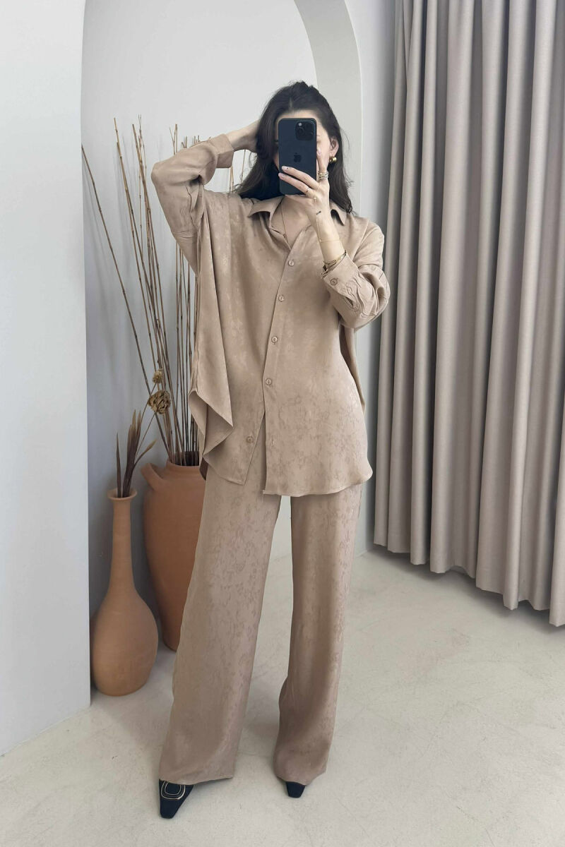 ONE COLOR SHIRT+TROUSERS WOMEN SET LIGHT BROWN/KAZB - 2