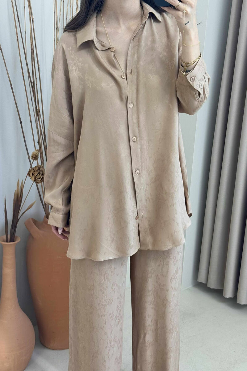 ONE COLOR SHIRT+TROUSERS WOMEN SET LIGHT BROWN/KAZB - 3
