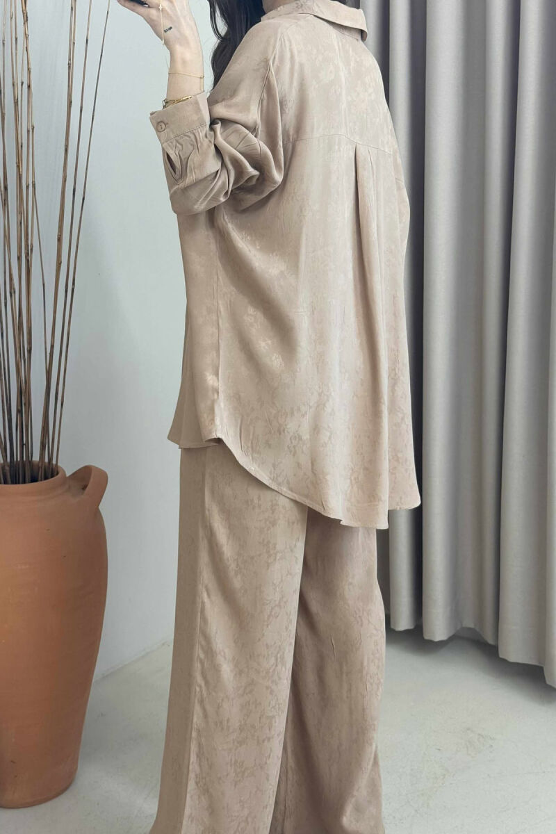 ONE COLOR SHIRT+TROUSERS WOMEN SET LIGHT BROWN/KAZB - 4