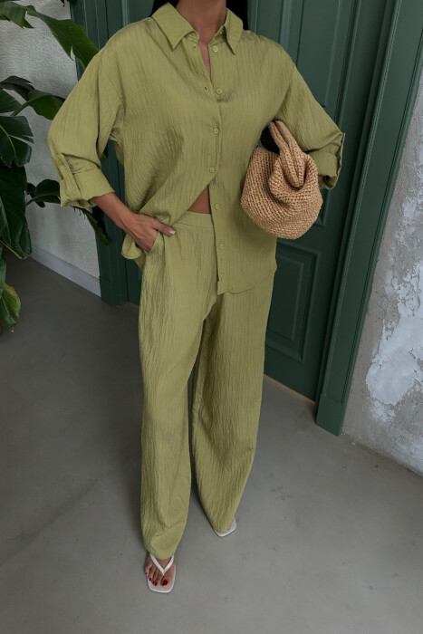 ONE COLOR SHIRT+TROUSERS WOMEN SET LIGHT GREEN/JEZB - 3