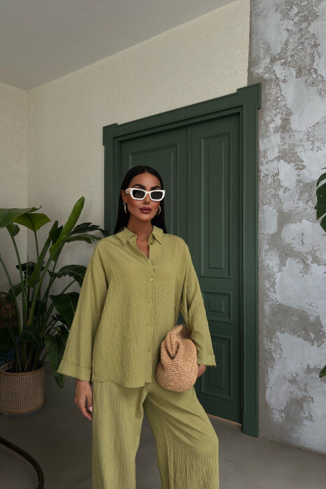 ONE COLOR SHIRT+TROUSERS WOMEN SET LIGHT GREEN/JEZB - 6