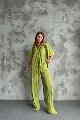 ONE COLOR SHIRT+TROUSERS WOMEN SET LIGHT GREEN/JEZB 