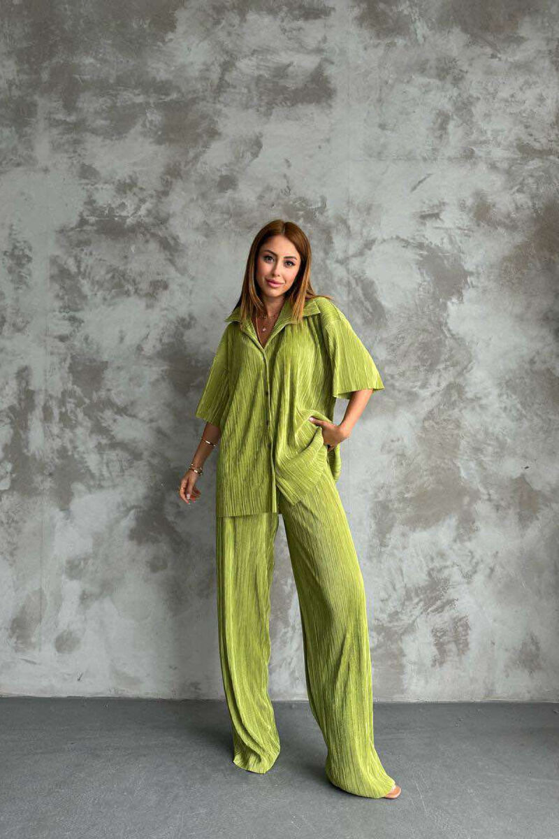 ONE COLOR SHIRT+TROUSERS WOMEN SET LIGHT GREEN/JEZB - 1