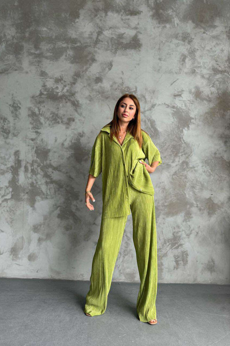 ONE COLOR SHIRT+TROUSERS WOMEN SET LIGHT GREEN/JEZB - 2