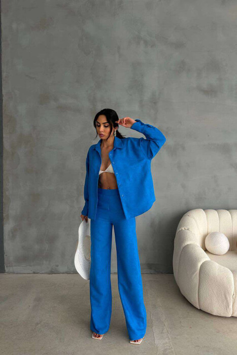 ONE COLOR SHIRT+TROUSERS WOMEN SET LIGHTBLUE/BZ - 2