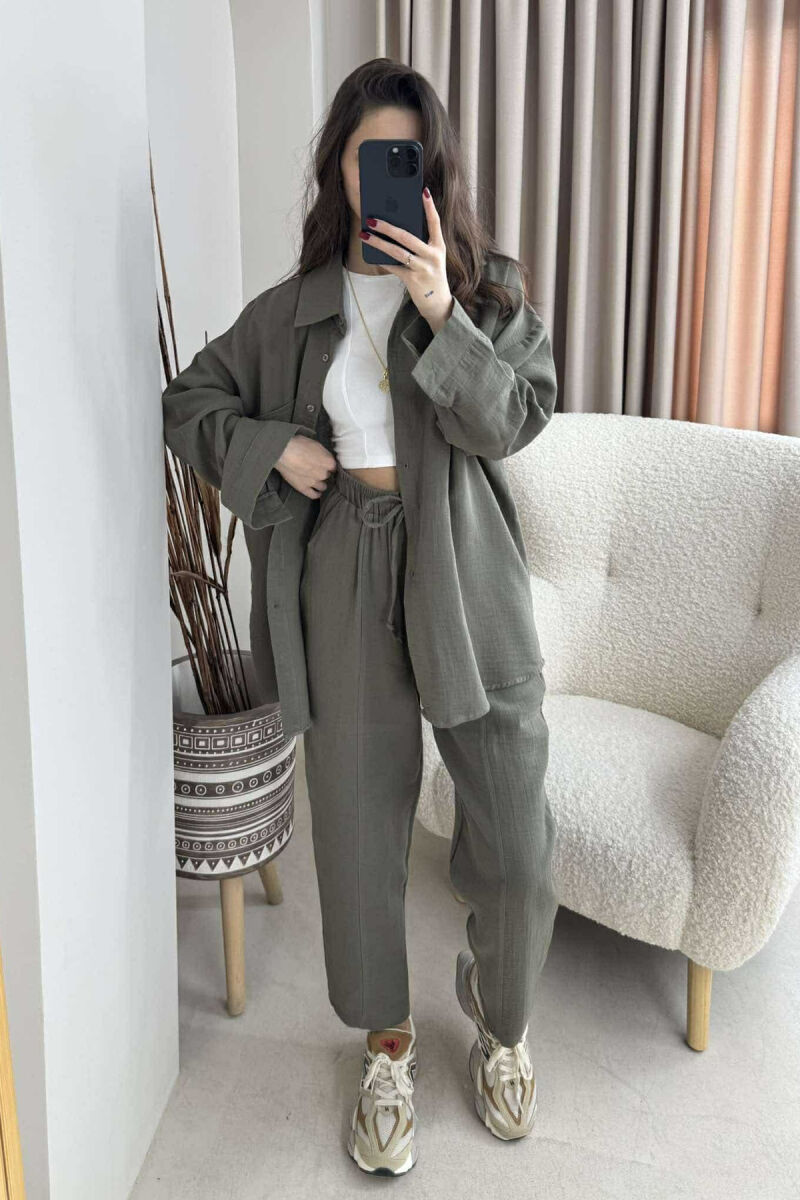 ONE COLOR SHIRT+TROUSERS WOMEN SET OLIVE/ULLI - 1