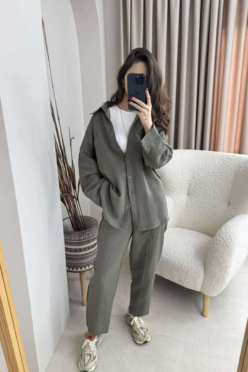 ONE COLOR SHIRT+TROUSERS WOMEN SET OLIVE/ULLI - 3