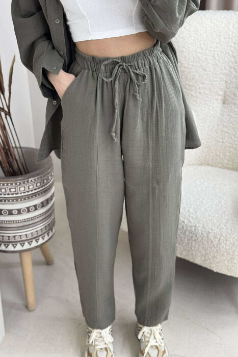 ONE COLOR SHIRT+TROUSERS WOMEN SET OLIVE/ULLI - 4