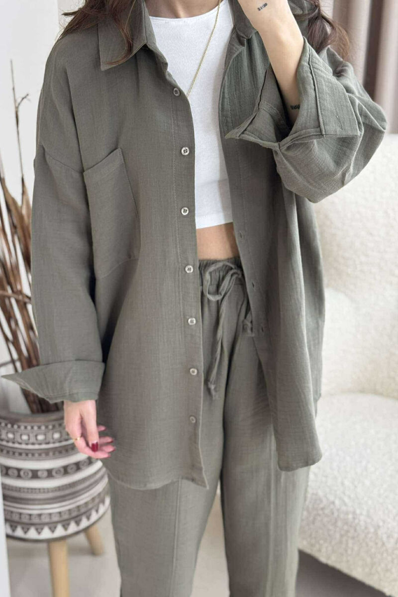 ONE COLOR SHIRT+TROUSERS WOMEN SET OLIVE/ULLI - 5