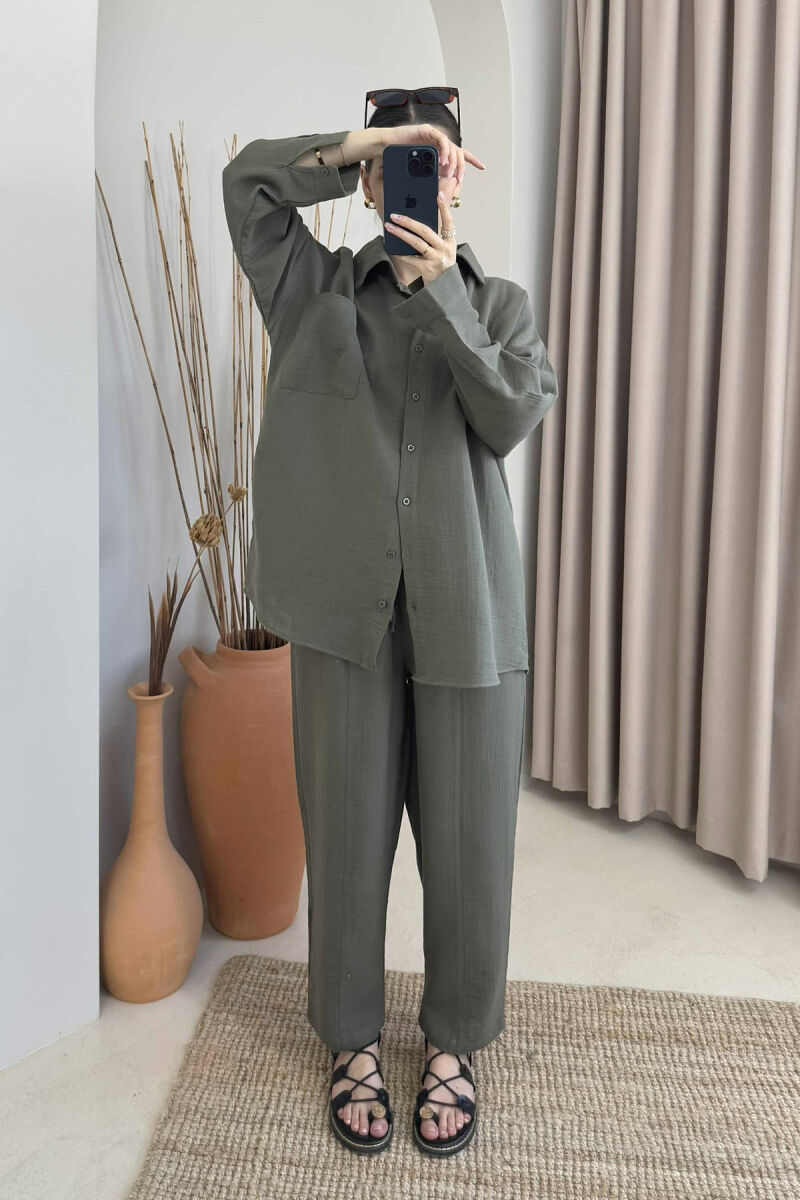 ONE COLOR SHIRT+TROUSERS WOMEN SET OLIVE/ULLI - 2