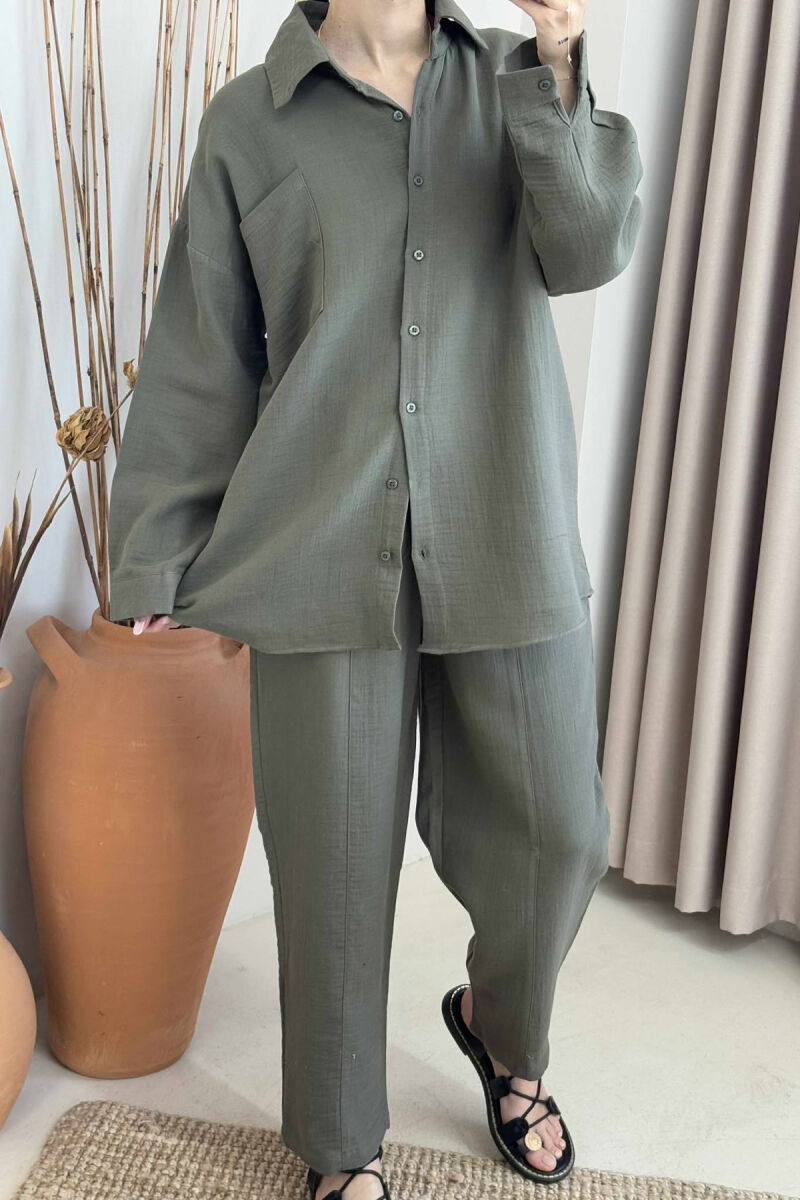 ONE COLOR SHIRT+TROUSERS WOMEN SET OLIVE/ULLI - 3
