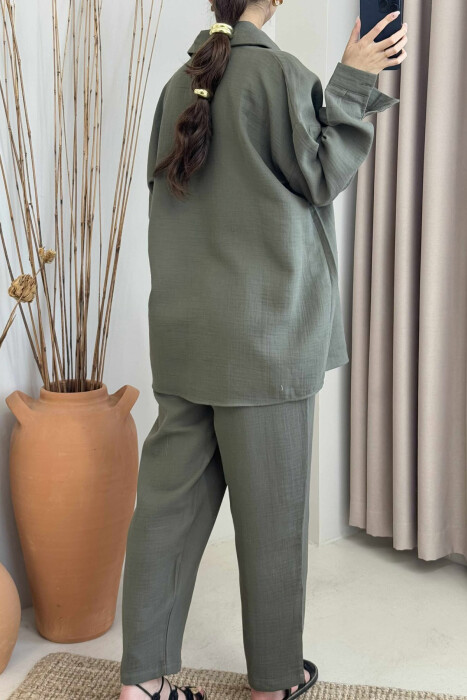 ONE COLOR SHIRT+TROUSERS WOMEN SET OLIVE/ULLI - 4