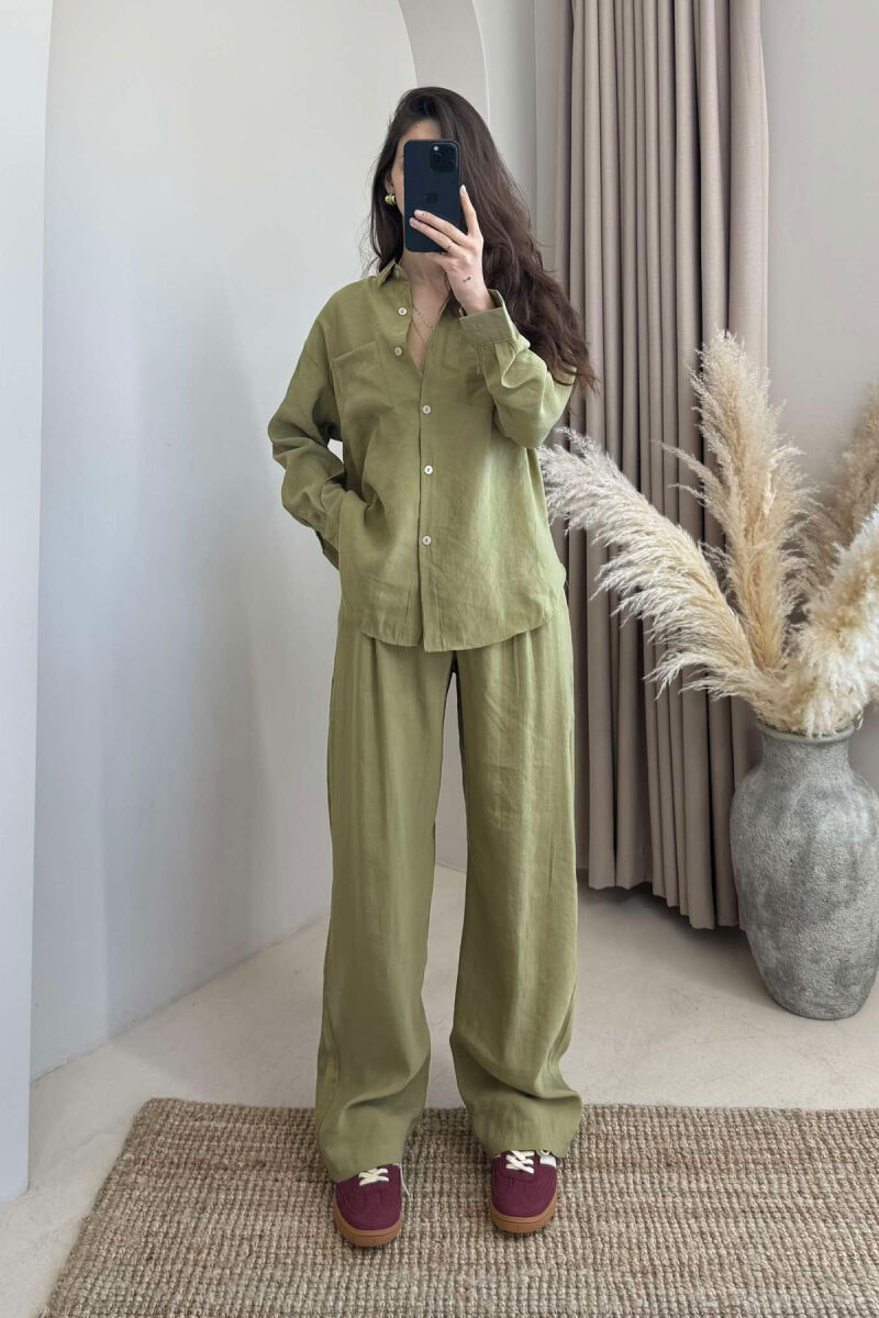 ONE COLOR SHIRT+TROUSERS WOMEN SET OLIVE/ULLI - 1