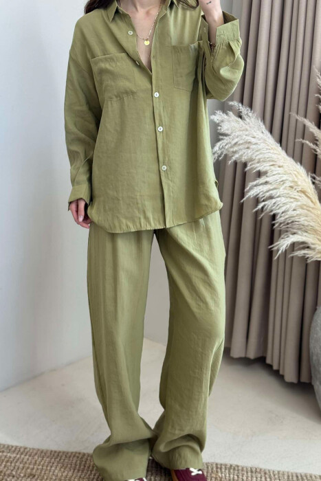 ONE COLOR SHIRT+TROUSERS WOMEN SET OLIVE/ULLI - 2