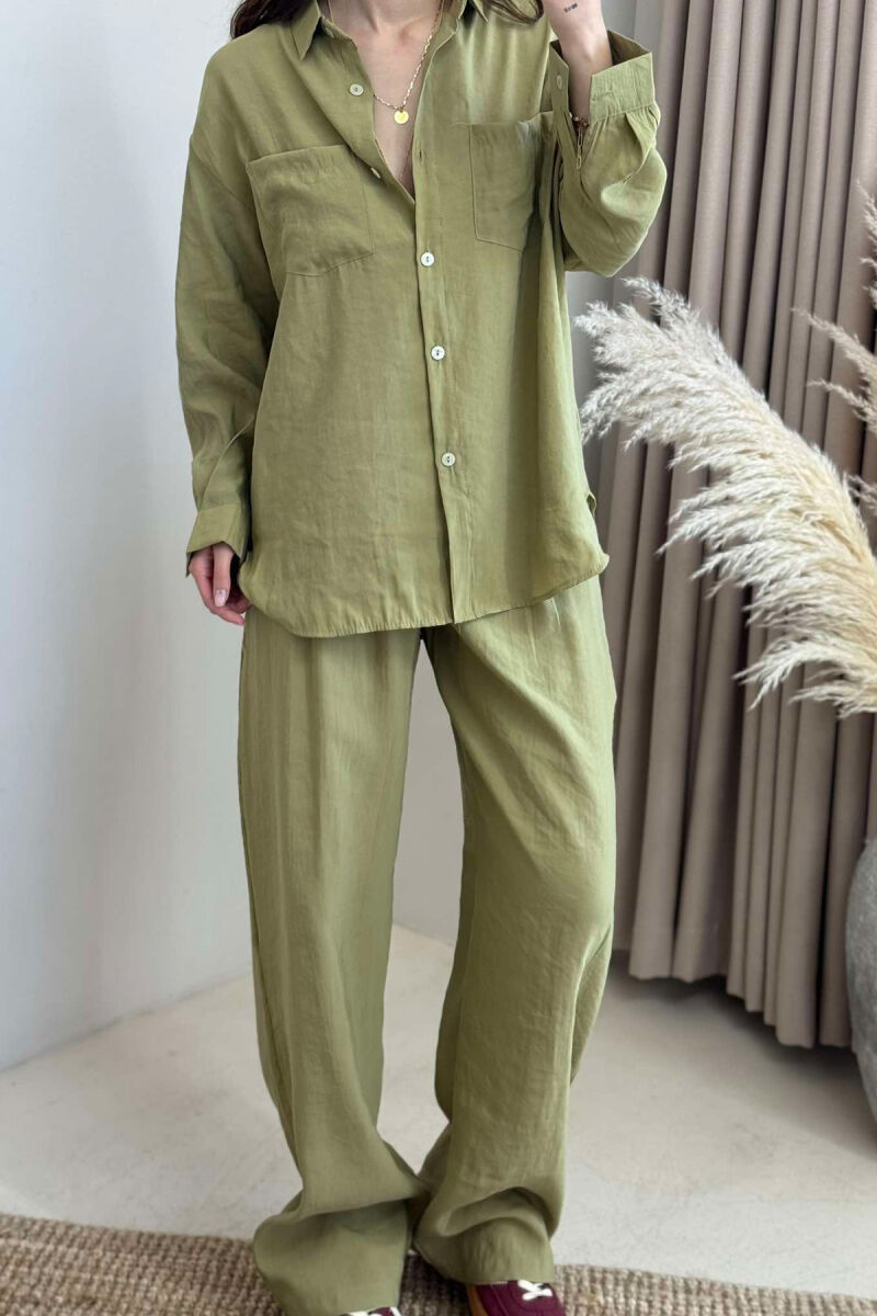 ONE COLOR SHIRT+TROUSERS WOMEN SET OLIVE/ULLI - 2
