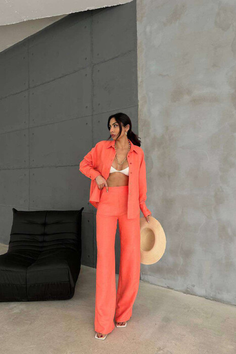 ONE COLOR SHIRT+TROUSERS WOMEN SET ORANGE/PORTOKALLI 