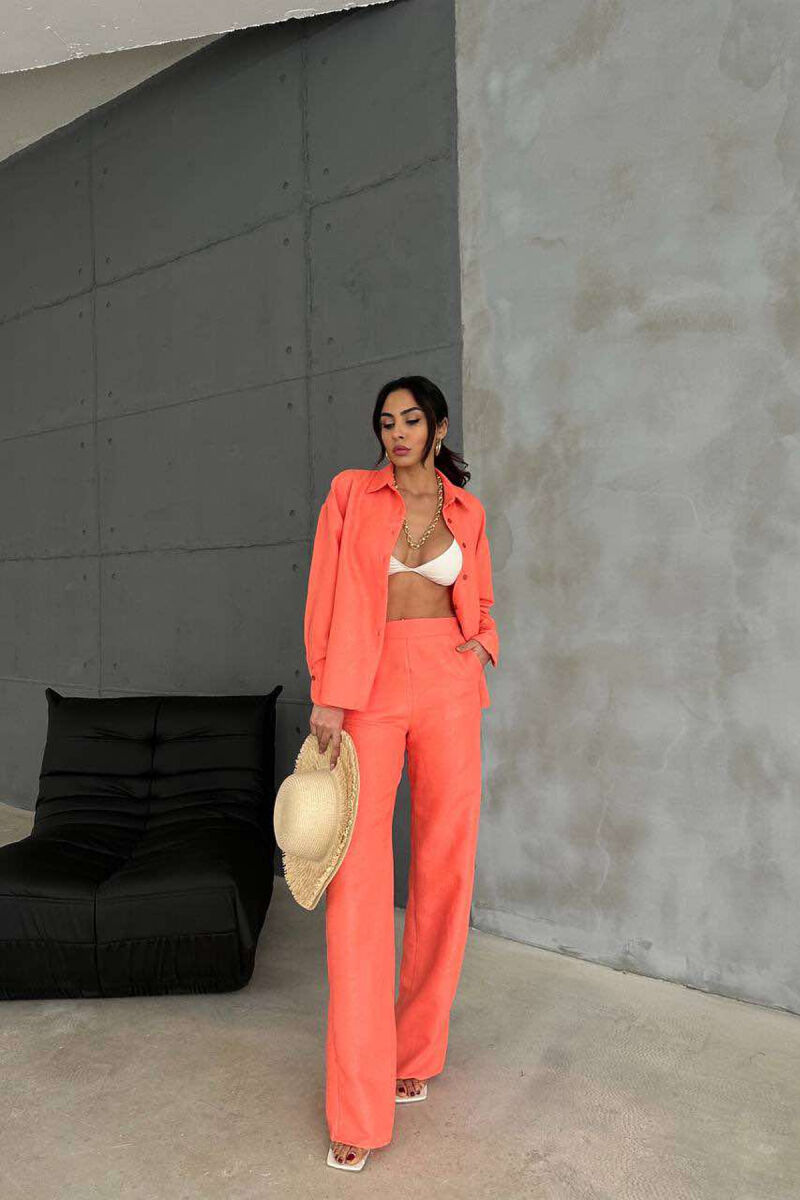 ONE COLOR SHIRT+TROUSERS WOMEN SET ORANGE/PORTOKALLI - 2