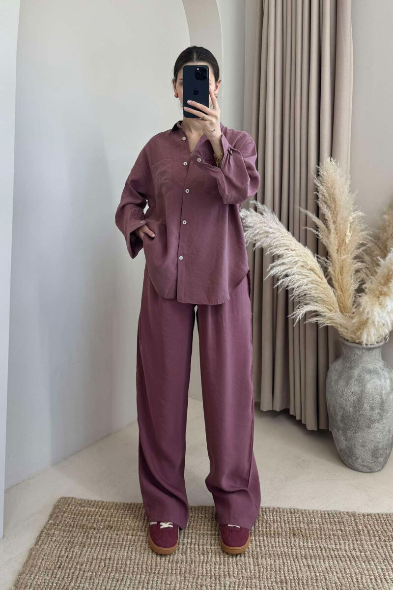 ONE COLOR SHIRT+TROUSERS WOMEN SET VINEGAR/UTHULL - 1