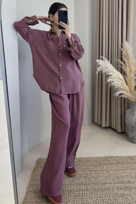 ONE COLOR SHIRT+TROUSERS WOMEN SET VINEGAR/UTHULL - 4