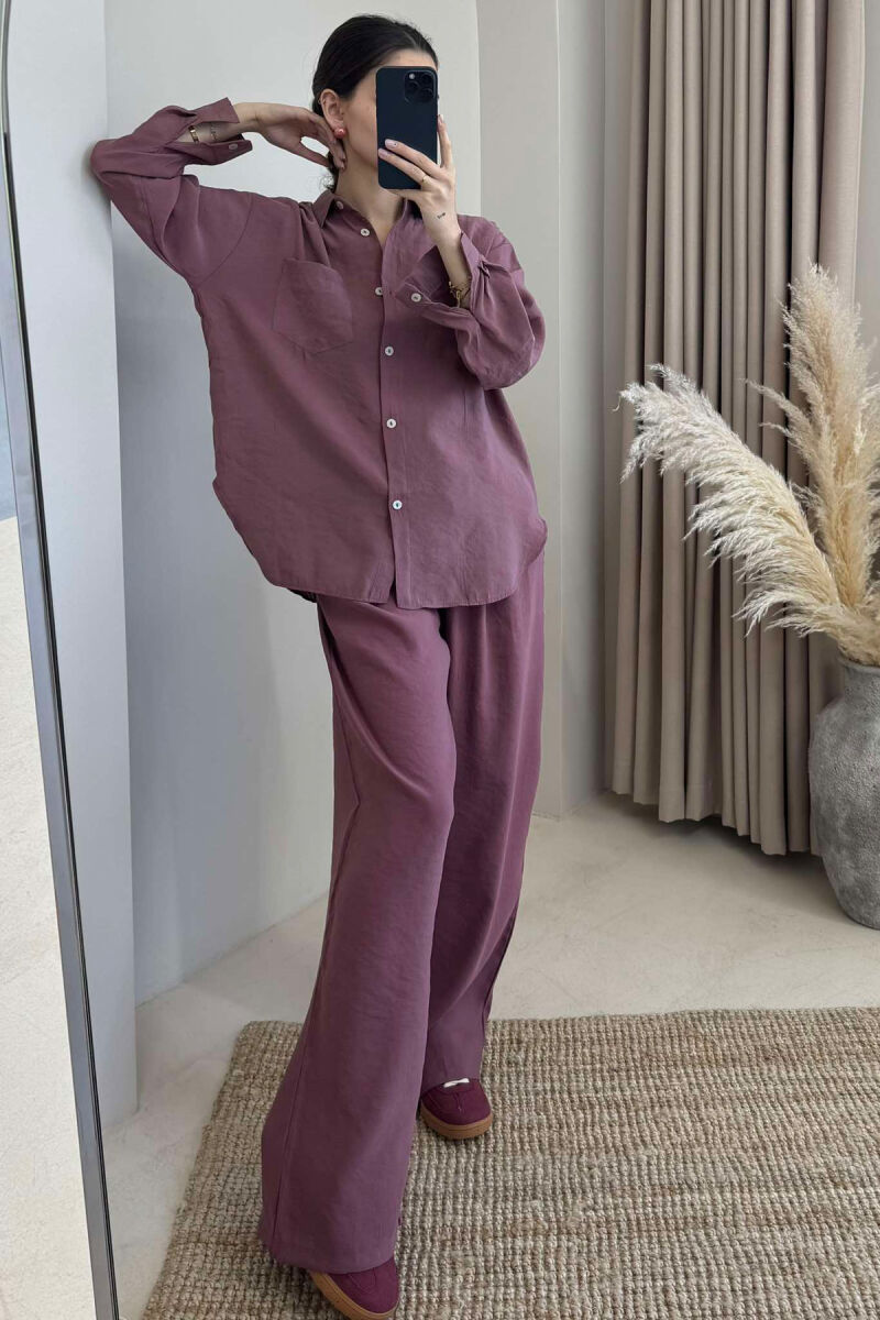 ONE COLOR SHIRT+TROUSERS WOMEN SET VINEGAR/UTHULL - 4