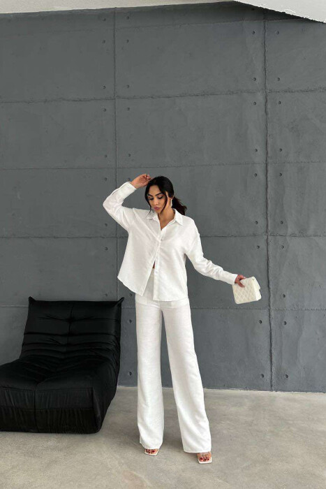 ONE COLOR SHIRT+TROUSERS WOMEN SET WHITE-E BARDHE 