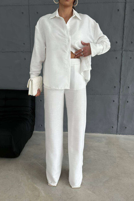 ONE COLOR SHIRT+TROUSERS WOMEN SET WHITE-E BARDHE - 2