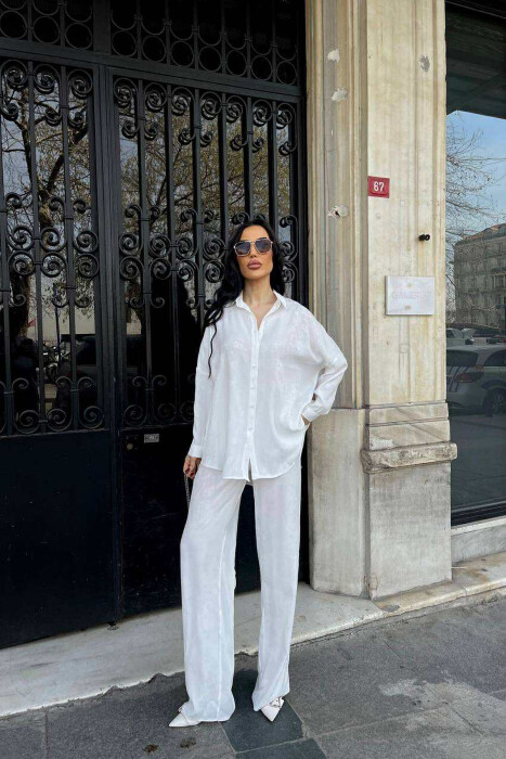 ONE COLOR SHIRT+TROUSERS WOMEN SET WHITE-E BARDHE 