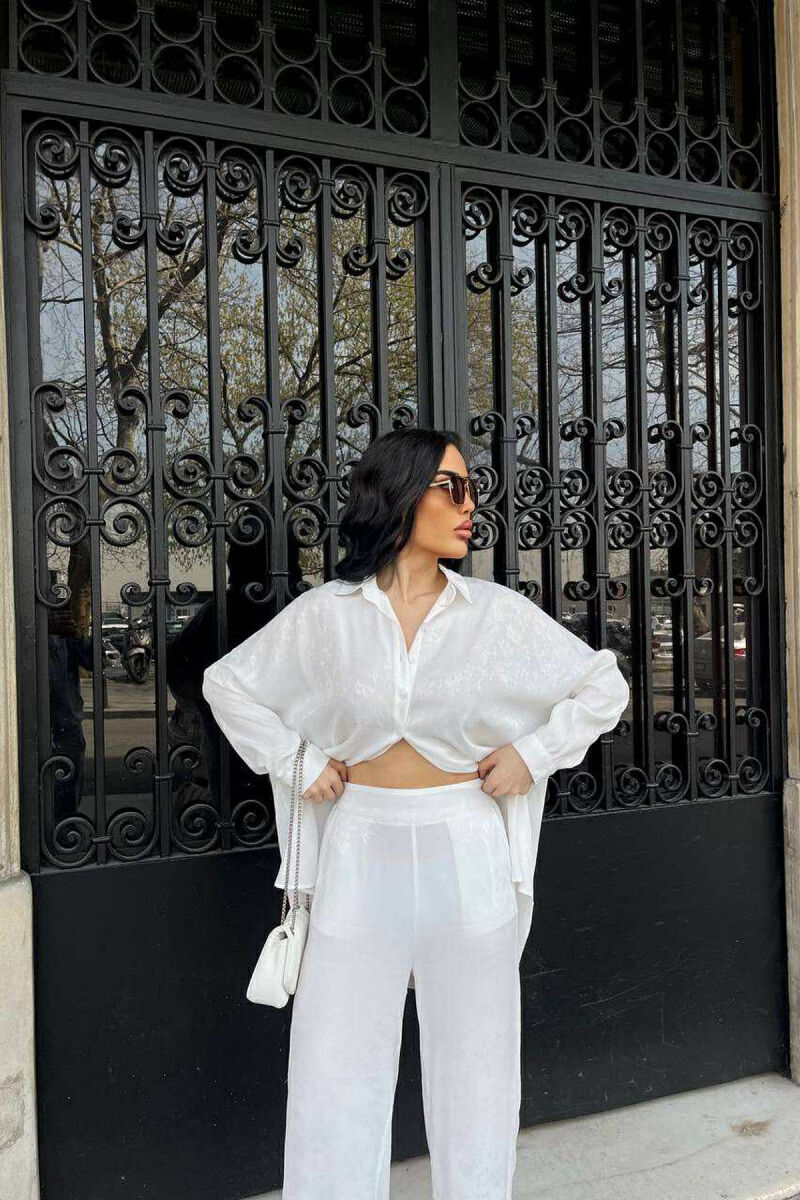 ONE COLOR SHIRT+TROUSERS WOMEN SET WHITE-E BARDHE - 2
