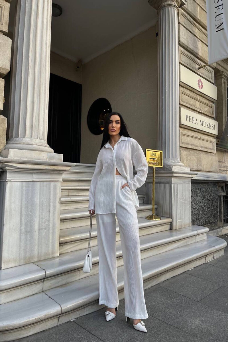 ONE COLOR SHIRT+TROUSERS WOMEN SET WHITE-E BARDHE - 1