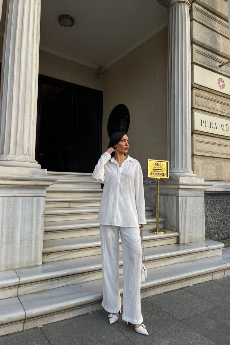 ONE COLOR SHIRT+TROUSERS WOMEN SET WHITE-E BARDHE - 3
