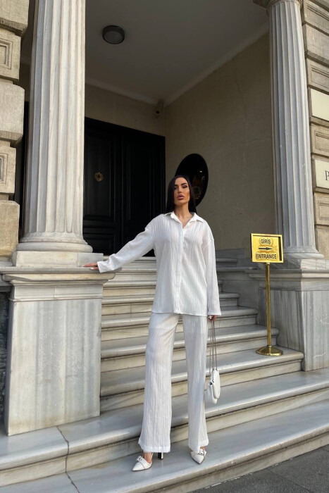 ONE COLOR SHIRT+TROUSERS WOMEN SET WHITE-E BARDHE - 4