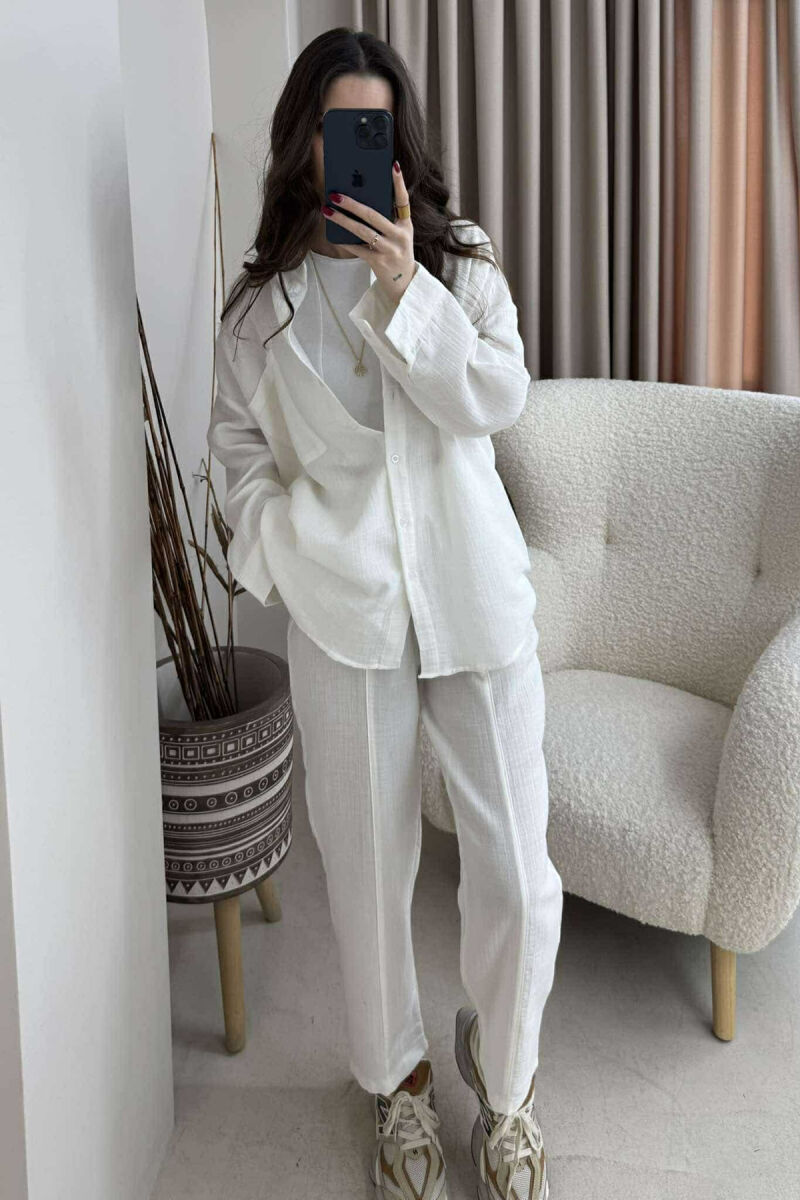 ONE COLOR SHIRT+TROUSERS WOMEN SET WHITE-E BARDHE - 1