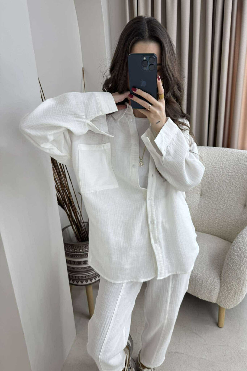 ONE COLOR SHIRT+TROUSERS WOMEN SET WHITE-E BARDHE - 2