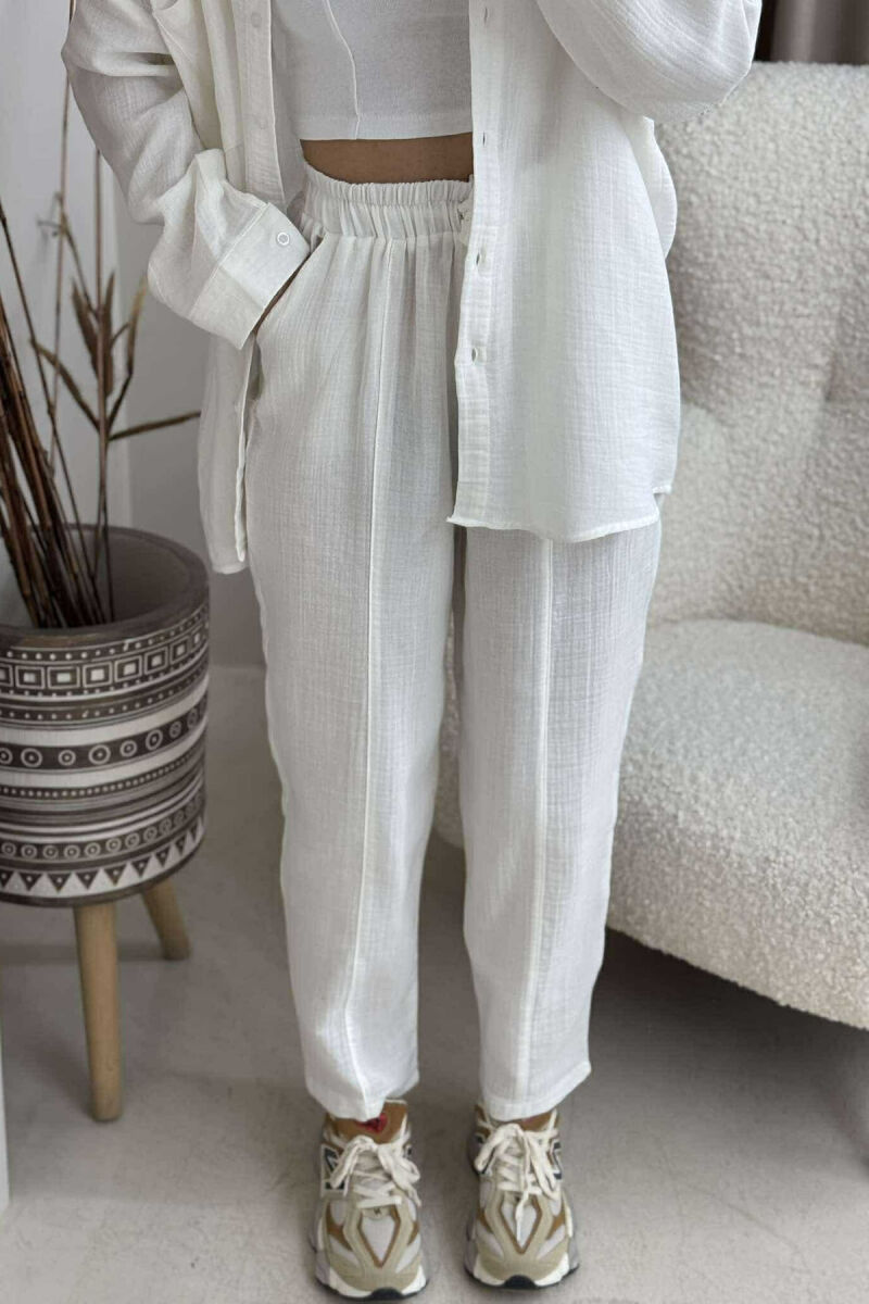 ONE COLOR SHIRT+TROUSERS WOMEN SET WHITE-E BARDHE - 3