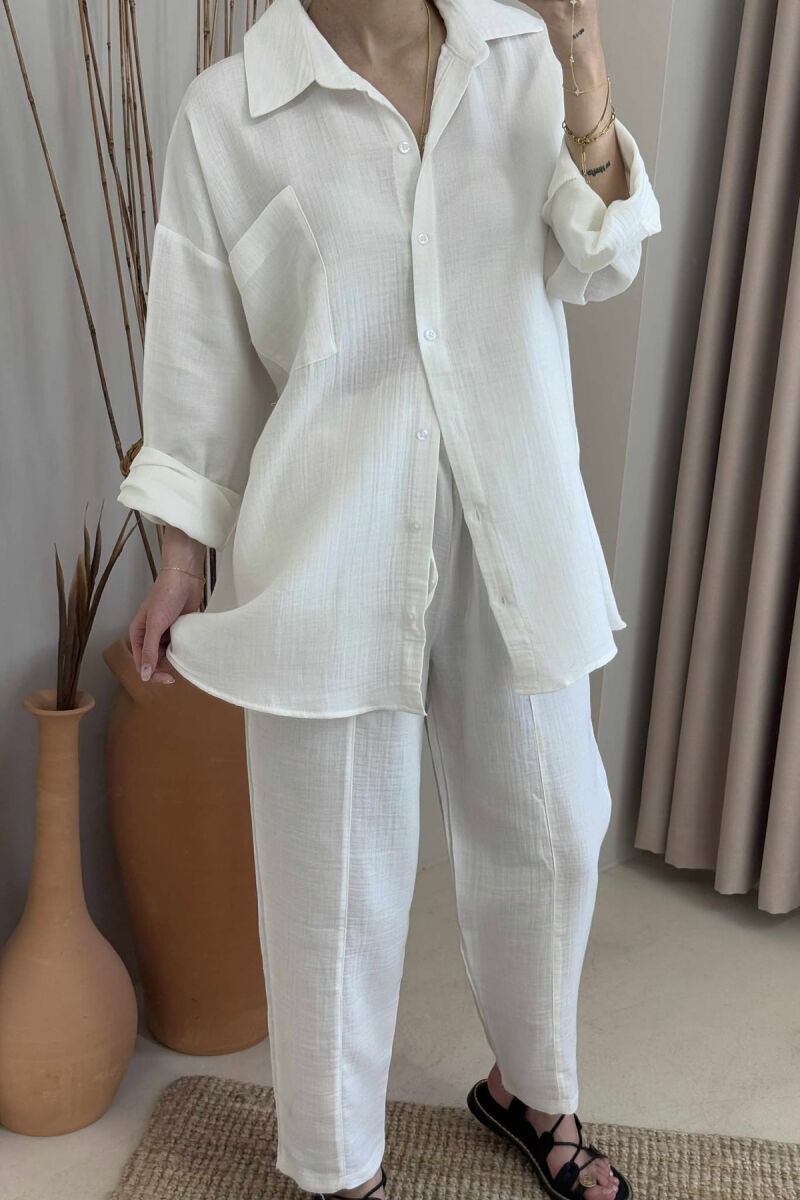 ONE COLOR SHIRT+TROUSERS WOMEN SET WHITE-E BARDHE - 2