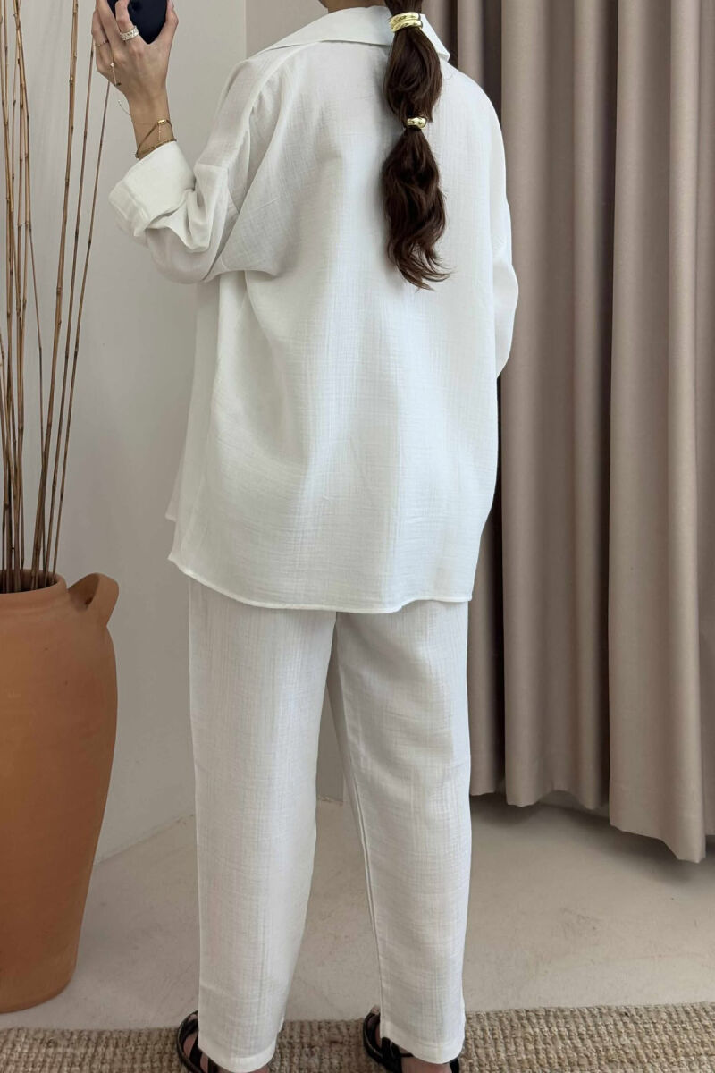 ONE COLOR SHIRT+TROUSERS WOMEN SET WHITE-E BARDHE - 3
