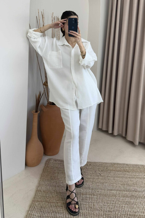 ONE COLOR SHIRT+TROUSERS WOMEN SET WHITE-E BARDHE - 4