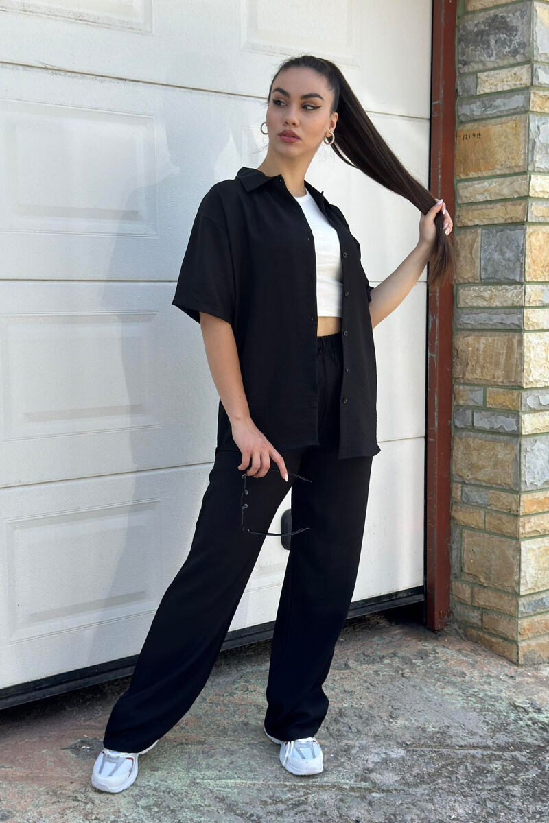 ONE COLOR SHIRT+TROUSERS WOMEN VEST BLACK/ E ZEZE - 1