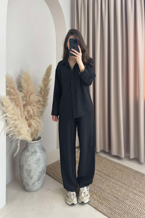 ONE COLOR SHIRT+TROUSERS WOMEN VEST BLACK/ E ZEZE 