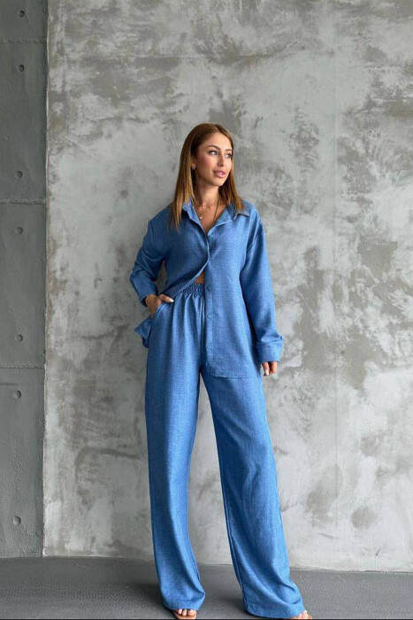 ONE COLOR SHIRT+TROUSERS WOMEN VEST BLUE/BLU 