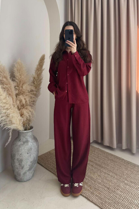 ONE COLOR SHIRT+TROUSERS WOMEN VEST BURGUNDY/VISHNJE - 2