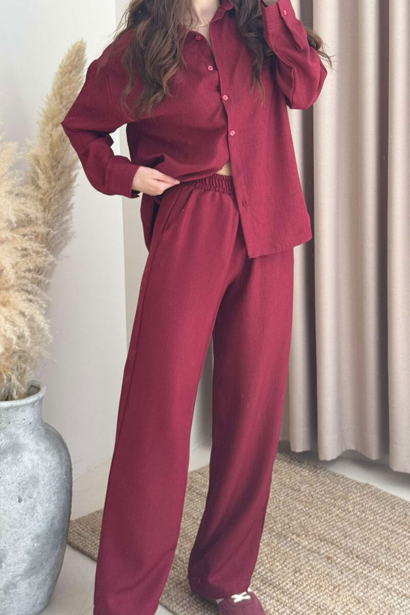 ONE COLOR SHIRT+TROUSERS WOMEN VEST BURGUNDY/VISHNJE - 3