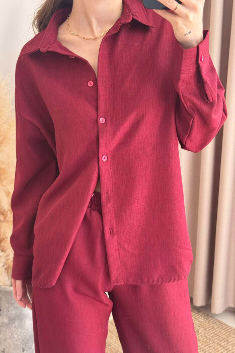 ONE COLOR SHIRT+TROUSERS WOMEN VEST BURGUNDY/VISHNJE - 4