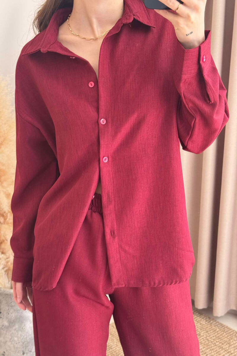 ONE COLOR SHIRT+TROUSERS WOMEN VEST BURGUNDY/VISHNJE - 4
