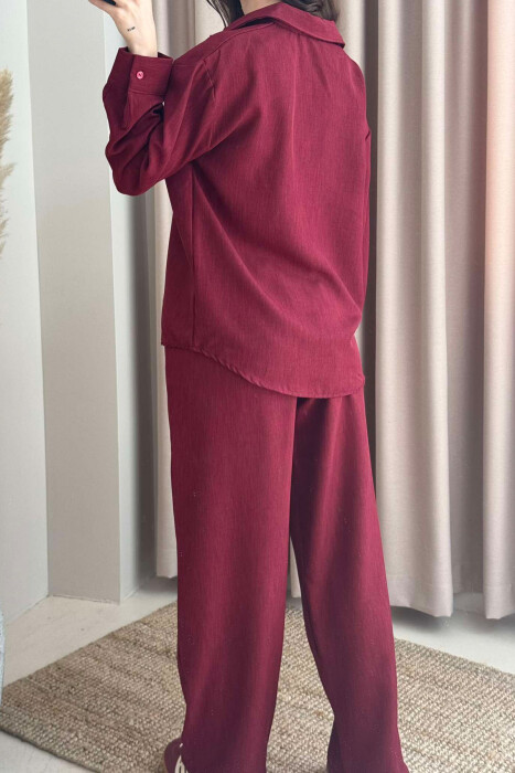 ONE COLOR SHIRT+TROUSERS WOMEN VEST BURGUNDY/VISHNJE - 6