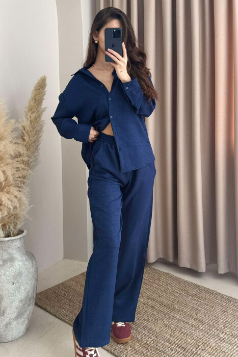 ONE COLOR SHIRT+TROUSERS WOMEN VEST DARK BLUE/BEE 
