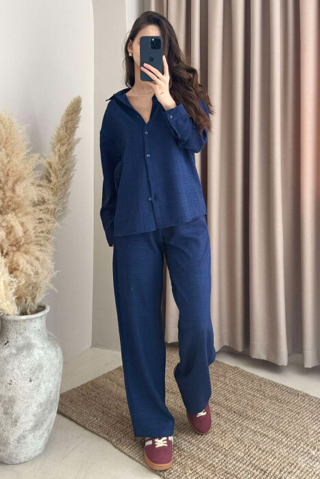 ONE COLOR SHIRT+TROUSERS WOMEN VEST DARK BLUE/BEE - 2